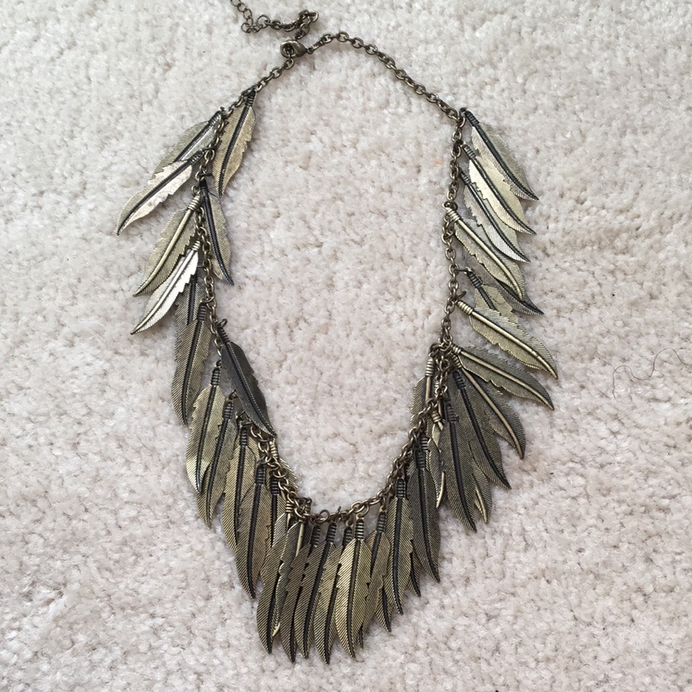NEW gold leaf statement necklace